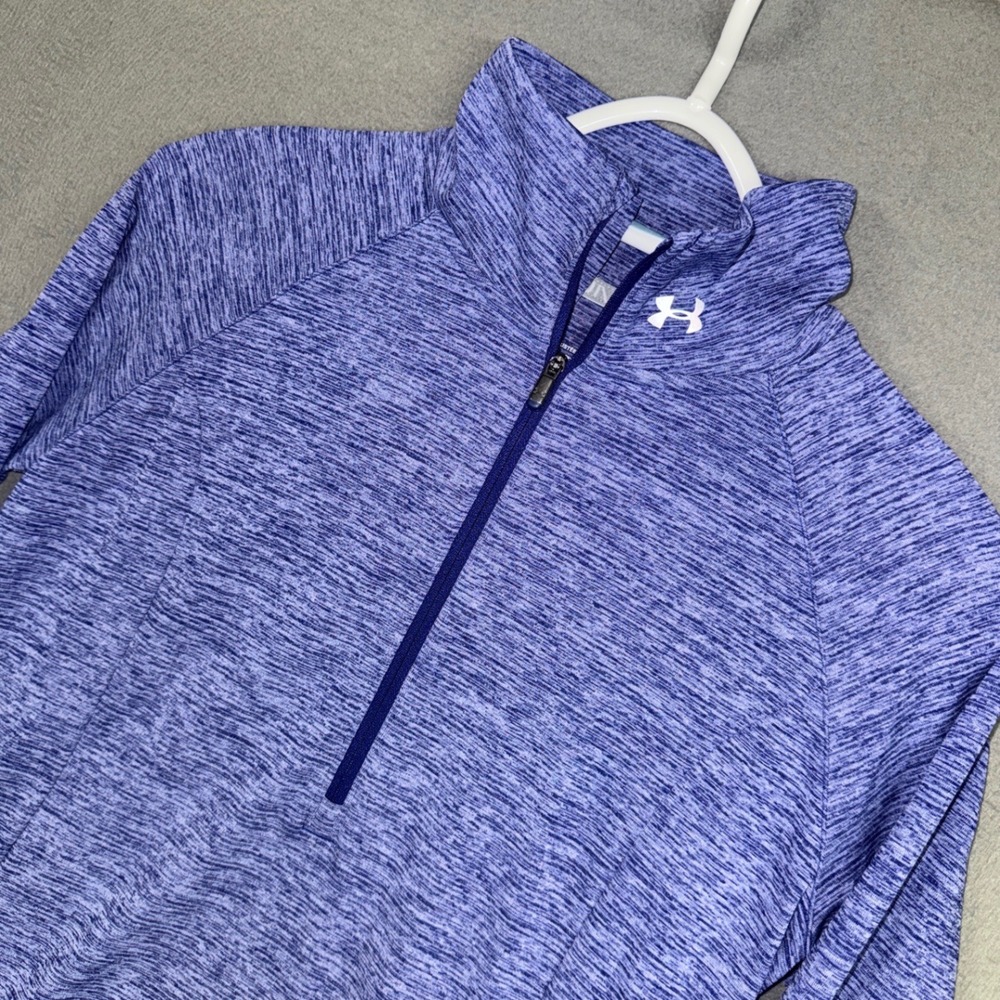 Under Armour Quarter Zip Top Womens Small Purple Space Dye HeatGear Run Fitted